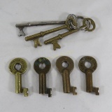 4 Burlington Route Switch Keys & 3 Caboose Keys