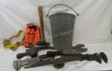 Railroad tools & CMSTP&PRY galvanized bucket