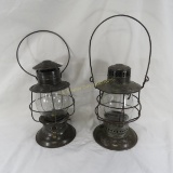 2 vintage unmarked railroad lanterns