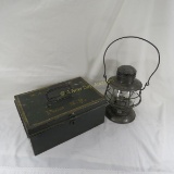 Pennsylvania RR metal box & bell bottom lantern