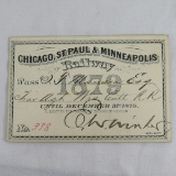 1879 Chicago, St Paul & Minneapolis railroad pass
