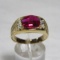 10kt yellow gold ring with ruby and diamonds