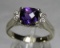 14kt gold and amethyst ring with diamond accents