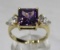 14kt gold purple & cubic zirconia ring