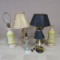 Vintage glass and brass lamps