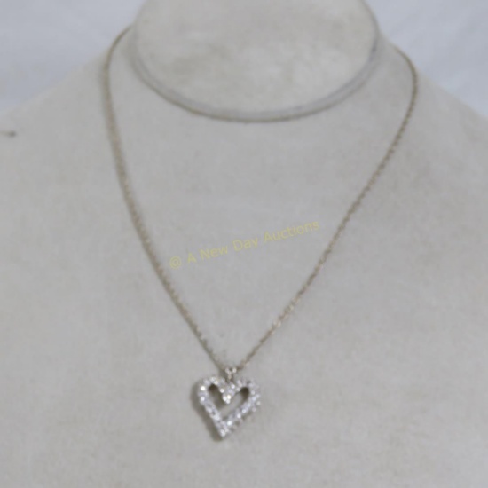 14kt white gold necklace & diamond heart pendant