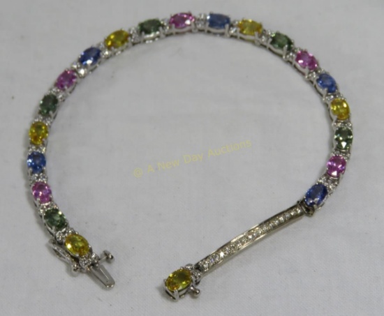 14kt white gold bracelet with semi precious stones