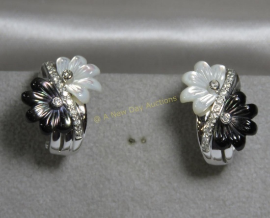 14kt white gold earrings with diamond accents