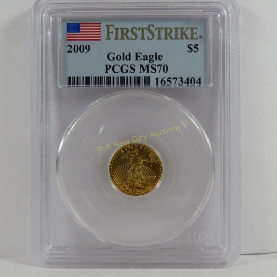 2009 $5 Gold Eagle 1/10 OZT PCGS MS70 1st strike