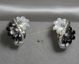 14kt white gold earrings with diamond accents