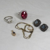 Sterling Silver rings, necklace and earrings