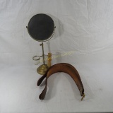 Antique Shaving mirror with cup & brush, and strop