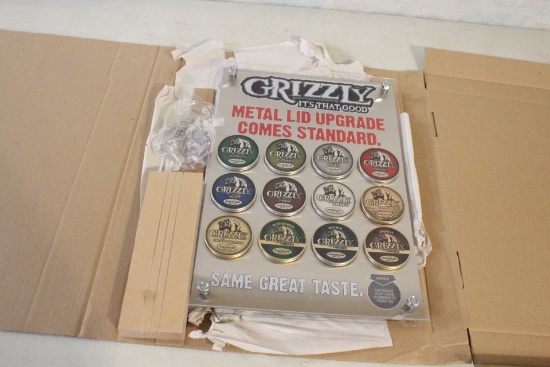 Store Display 17" x 12" Grizzly Tobacco Tins Wall