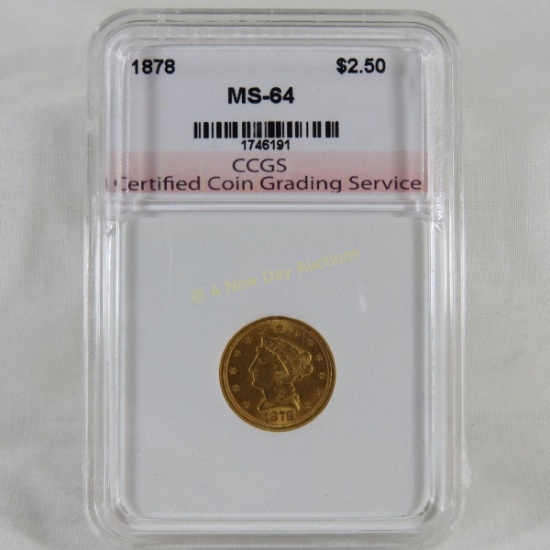 1878 $2 1/2 Gold Liberty Head CCGS graded MS-64