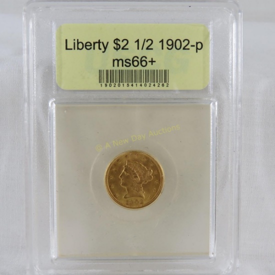 1902 $2 1/2 gold Liberty USCG graded MS66+