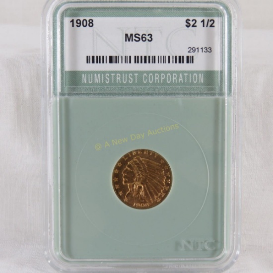 1908 $2 1/2 Gold Indian Head Numitrust MS63
