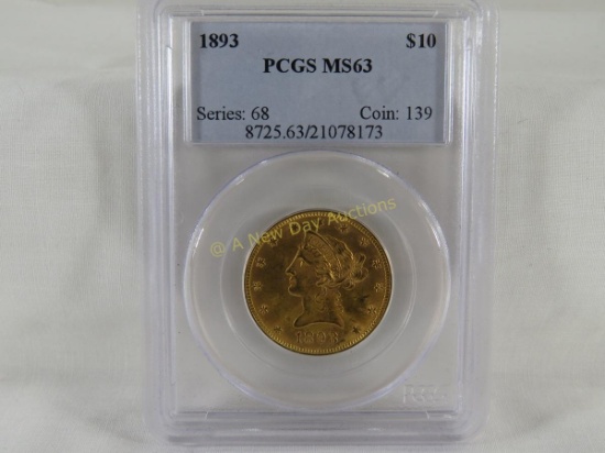 1893 $10 Gold Liberty Head PCGS graded MS63