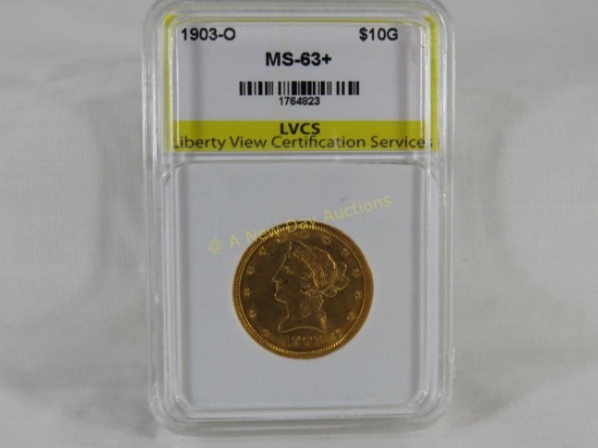 1903 O $10 Gold Indian Head LVCS graded MS-63+