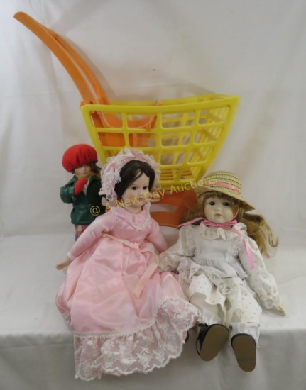 Porcelain & other dolls with TUFF STUFF cart