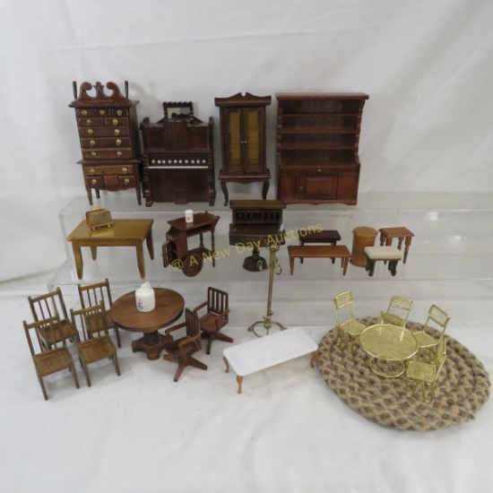 Vintage Wood & metal doll house furniture