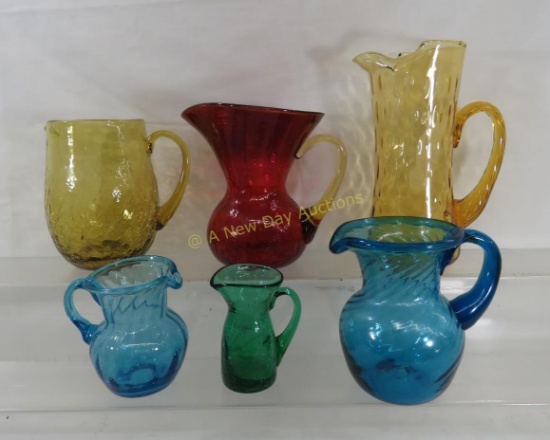 Vintage & antique hand blown glass pitchers