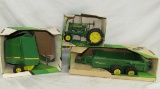 Ertl John Deere tractor, baler, and spreader