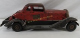 Antique fire chief wind-up pressed steel car