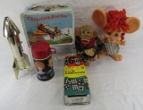 Cragstan monkey, Barbie thermos, lunchbox, bank