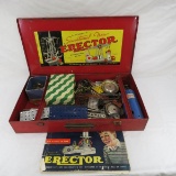 Vintage erector set in metal case