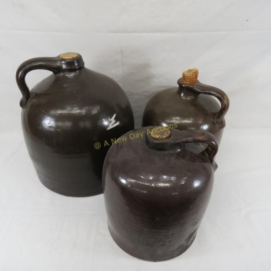 3 Albany Slip Stoneware Jugs