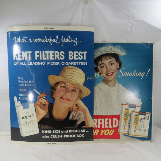 Chesterfield and Kent cigarette advertising signs
