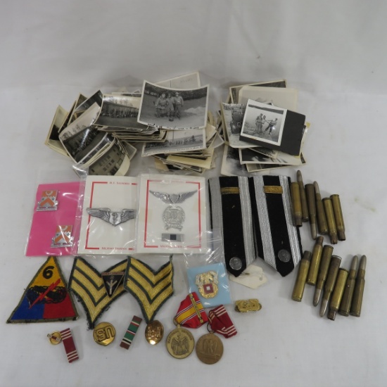 Military Photos, Insignia, Medals, loose ammo