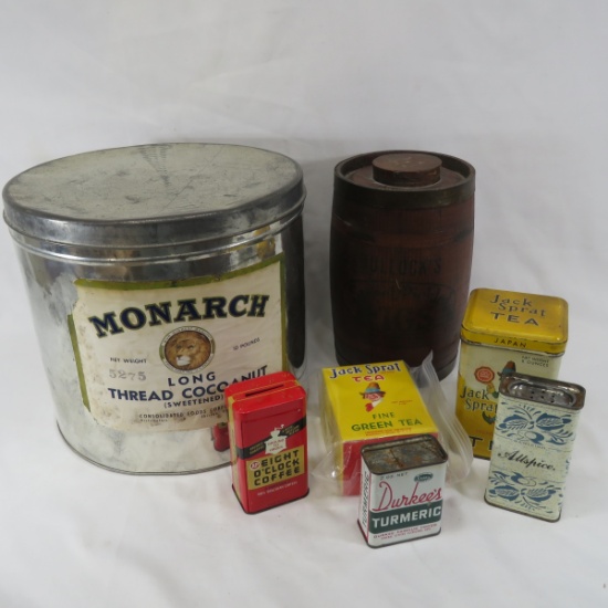 Vintage advertising tins and packages