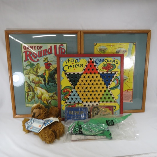 Vintage framed game boards, Chinese checkers