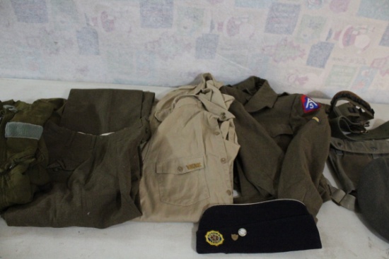 Lot of Military Uniforms, Hats Mostly U.S.A.