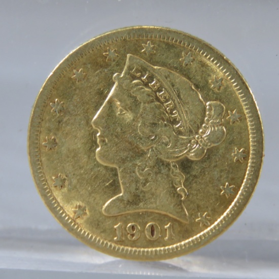 1901 S $5 Gold Liberty Head Half Eagle