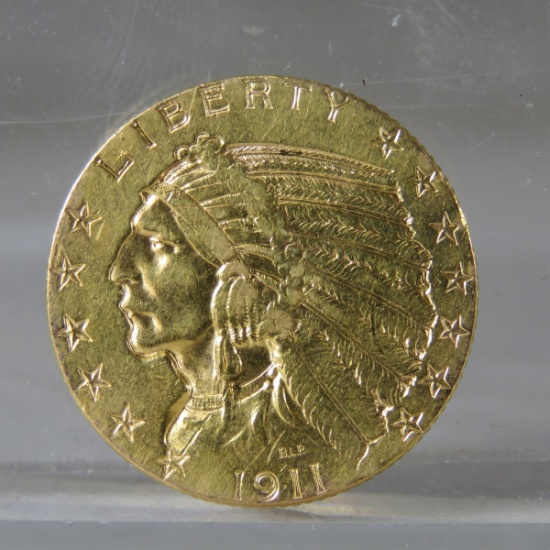 1911 S $5 Gold Indian Head Half Eagle