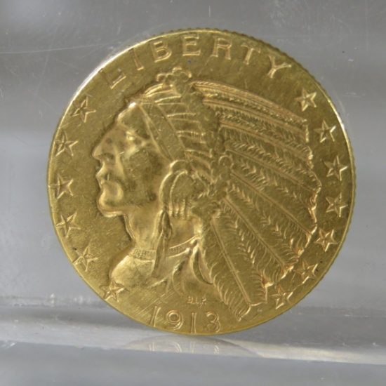 1913 $5 Gold Indian Head Half Eagle