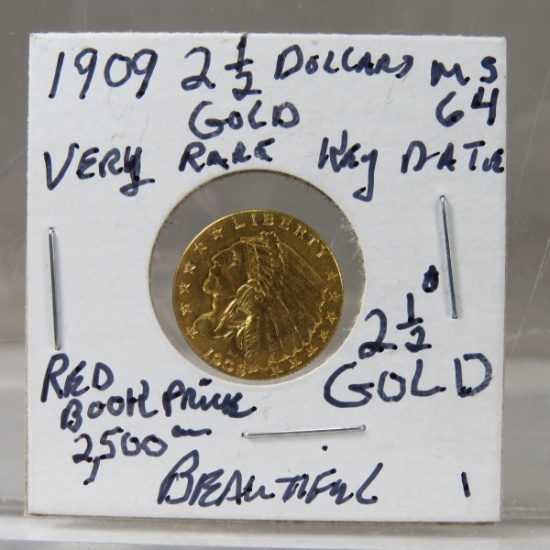 1909 $2 1/2 Gold Indian Head Quarter Eagle