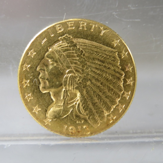 1913 $2 1/2 Gold Indian Head Quarter Eagle
