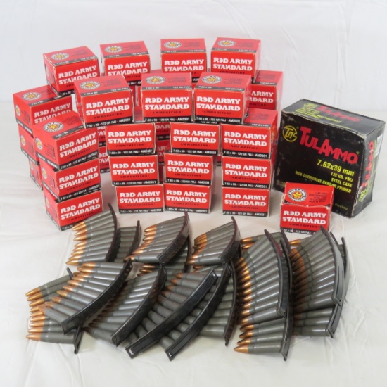 1000 rds 7.62x39 ammo- some on clipper strips
