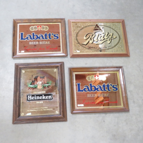 4 Beer Mirrors- 2 Labatt's, Heineken, Blatz