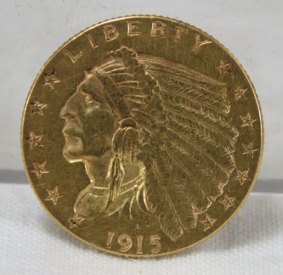 1915 $2 1/2 Gold Indian Head Quarter Eagle