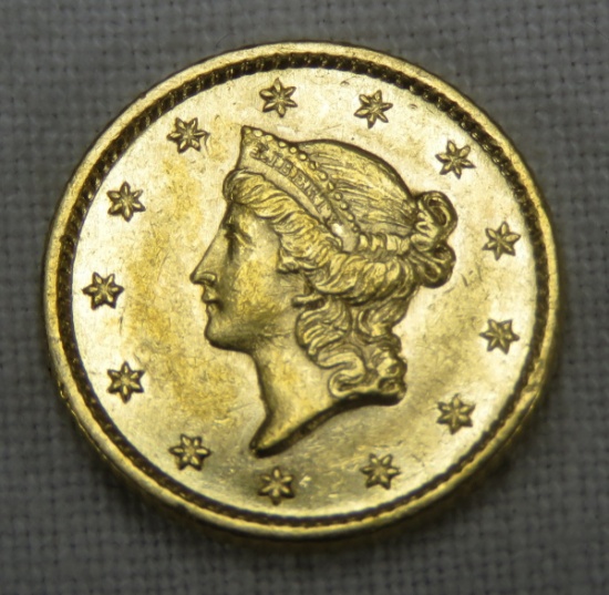 1853 $1 Gold Liberty Head Type 1 AU