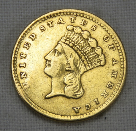 1856 $1 Gold Princess Head Type 3 damaged Rev