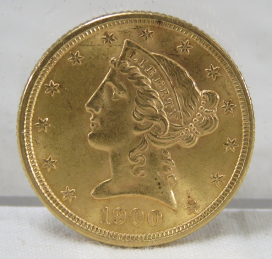 1900 $5 Gold Liberty Head Half Eagle BU