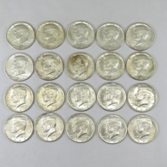 20 1964 Kennedy Silver Half Dollars BU