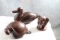 3 Ironwood Sculptures Duck, Turtle, Elephant