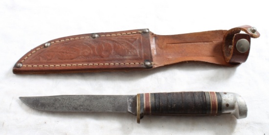Boy Scout Western Fixed Blade Knife in sheath