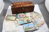 Handmade Inlaid Wood Postcard Box & Cards